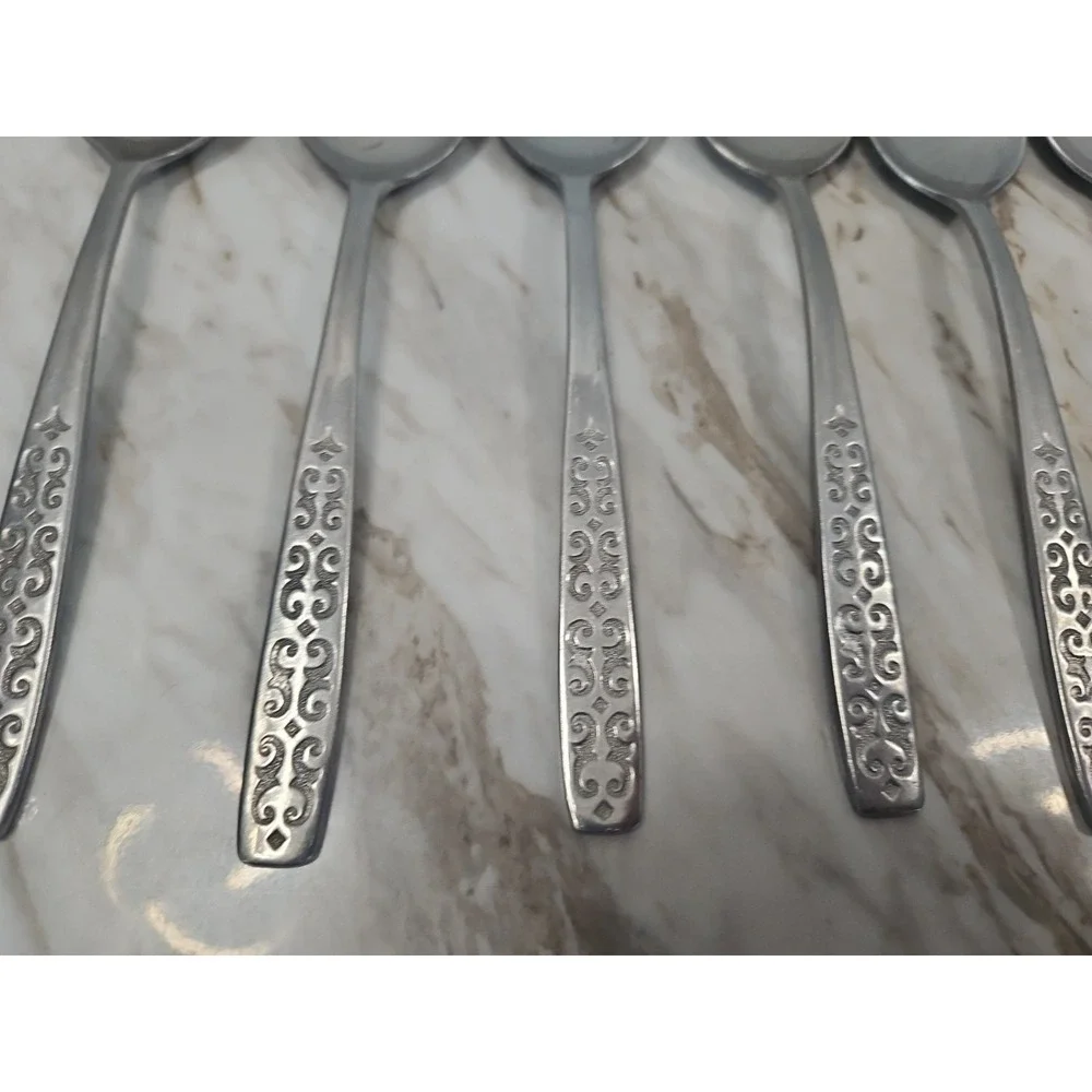 Vintage Imperial IIC Cadiz Stainless Flatware Set 6 Spoons Hong Kong‎